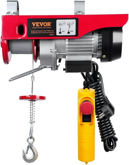 Elektrische Stahlseilwinde Buying Solutions, MB, Rot, 510W 220V, 550 lbs Tragfähigkeit, 12,0 m Hubhöhe mit Kabelfernbedienung - Bild 1