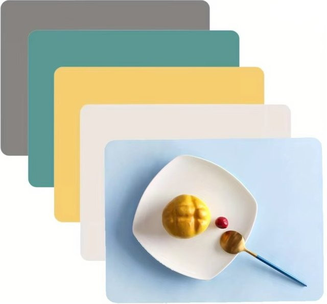 Inyahome Silikon-Tischmatte beige, rechteckig, wärmeisolierend und rutschfest im nordischen Design - Bild 1