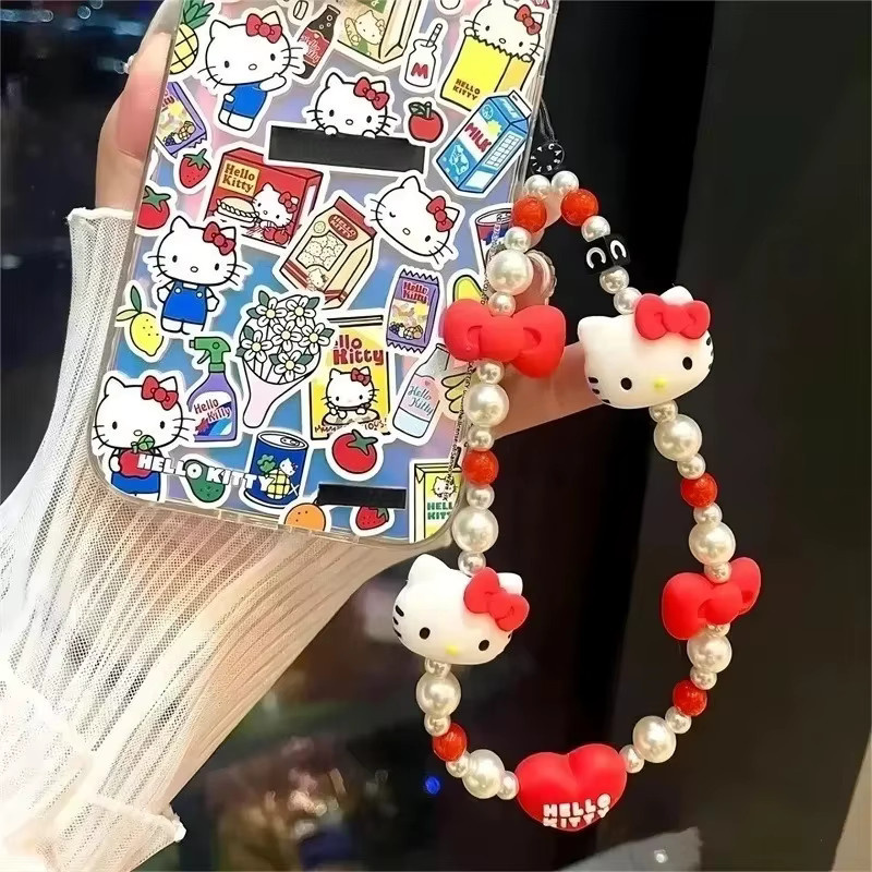 Sanrio Hello Kitty Handyhülle mit Anti-Verlust-Schlüsselband und Anhänger in Rot für Damen - Bild 2