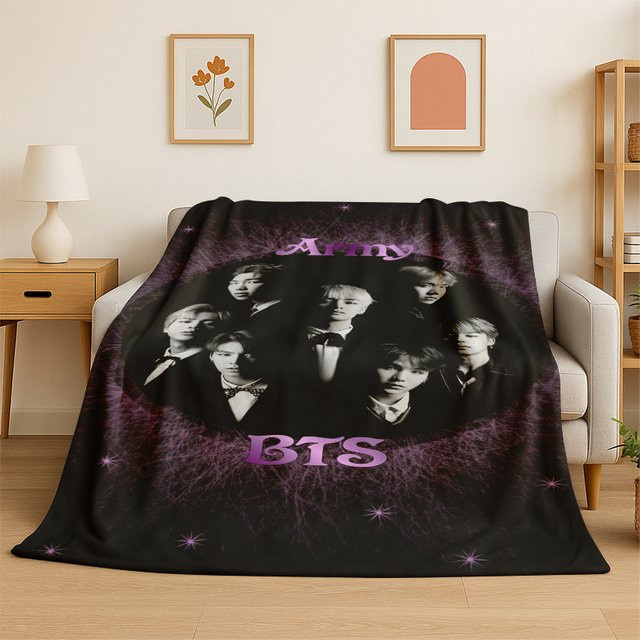 Potdemiel Kpop BTS Flanell-Überwurfdecke in Multicolour, weiche und warme Fleece-Decke für Schlafzimmer, Wohnzimmer oder Reisen - Bild 1