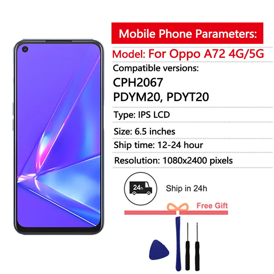 Oppo A72 4G/5G LCD-Display Ersatz mit Touchscreen-Digitizer-Baugruppe (Modell CPH2067) - Bild 2