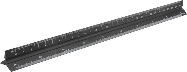 TOMTOP Dreieckiges Metalllineal aus Aluminiumlegierung in Schwarz, Messbereich: 30 cm - Bild 1