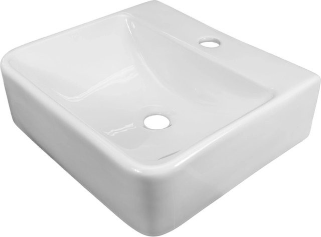 NEG Waschbecken Uno74H aus Keramik, weiß, rechteckig, Hänge- und Aufsatzbecken, B: 37 cm, T: 41 cm, H: 12,5 cm - Bild 1