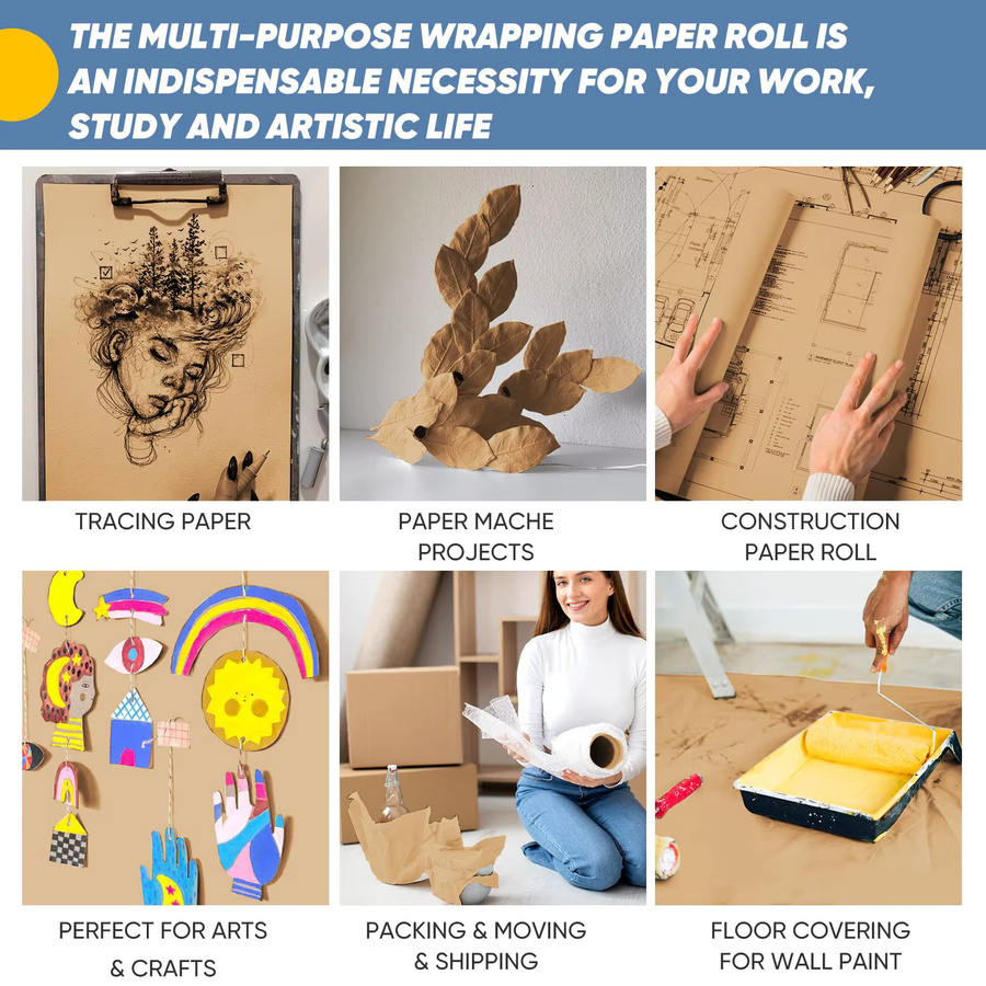Braune Kraftpapierrolle für Geschenkverpackungen und Bastelarbeiten, Breite: 30 cm - Bild 3