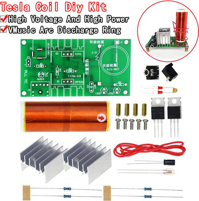 Si Tai&SH Mini Tesla Spule Kit 15 W Musik Plasma Lautsprecher DIY Set zur drahtlosen Energieübertragung, Multicolor - Bild 1