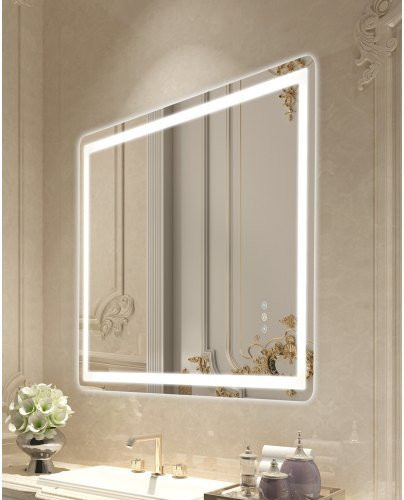 VEVOR LED Badezimmerspiegel mit Front- und Hintergrundbeleuchtung, beschlagfrei, stufenlos dimmbar mit 3 Farbtemperaturen, Wandmontage, B: 70 cm, H: 100 cm - Bild 1