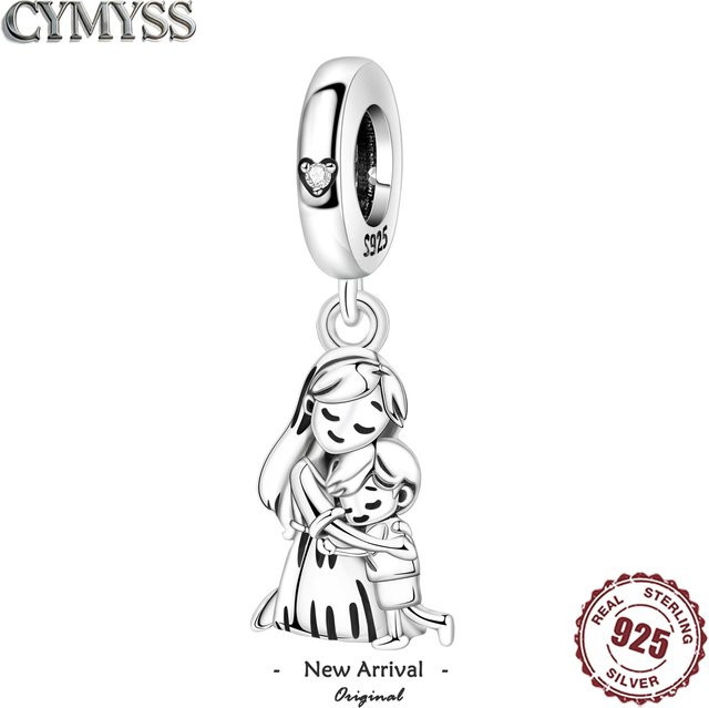 CYMYSS Anhänger Charms, 925 Sterling Silber, Mutter-und-Kind-Umarmung - Bild 1