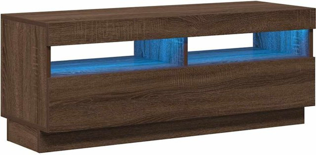 Vidaxl TV-Schrank mit LED-Leuchten in Braun Eichen-Optik, modern, B/T/H: 100 x 35 x 40 cm - Bild 1