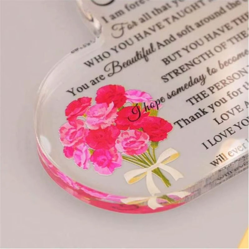 Dekoratives Acryl-Kunsthandwerk in Herzform mit floralem Design, transparent, stehendes Souvenir für besondere Anlässe - Bild 3