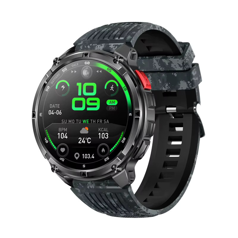 LIGE Smartwatch für Männer in Schwarz mit integrierter Taschenlampe, Bluetooth-Anruffunktion, Herzfrequenzmessung, Kompass und IP68 Wasserdichtigkeit sowie 1100 mAh Akku - Bild 6