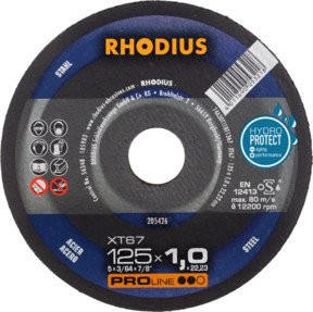 RHODIUS PROline XT67 Extradünne Trennscheibe für Metall, Blau, Durchmesser: 125 mm, Dicke: 1,0 mm, Bohrung: 22,23 mm - Bild 1