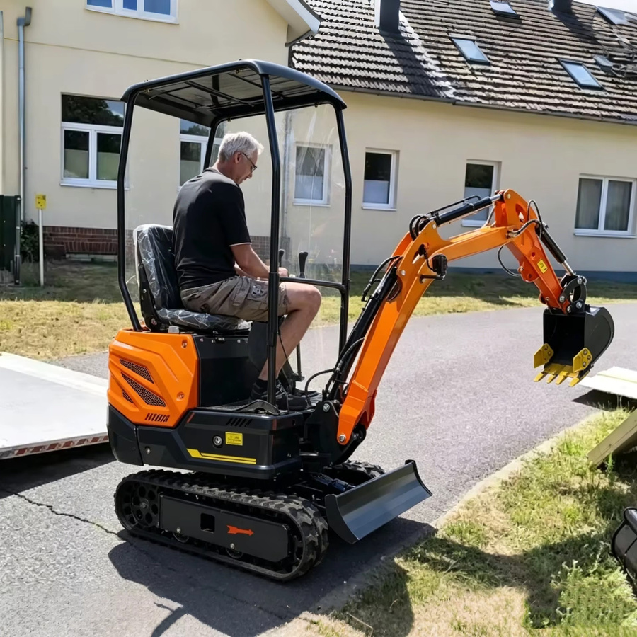 YITUI Hydraulischer Mini-Bagger mit verschiedenen Hilfsvorrichtungen, Farbe: Orange, CE EPA Euro 5 für Grabungs- und Aushubarbeiten - Bild 3