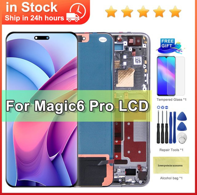 Honor Magic6 Pro Ersatz Display mit 6,8 Zoll LCD Touchscreen Digitizer Montage in Schwarz - Bild 1