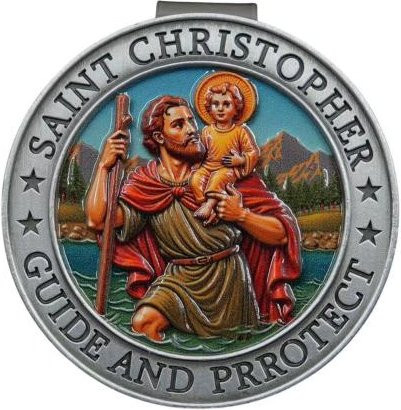 Sonnenblendenclip St. Christopher, Zinklegierung, grau, Unisex - Bild 1