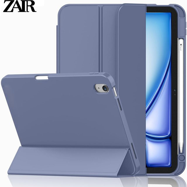 Magnetisches Flip Smart Cover Stiftetui für iPad Air 11 M3 (2025) / M2 (2024) und iPad Air 5. Generation (2022) / 4. Generation (2020) 10,9 Zoll von tzion in Grau oder Blau - Bild 1