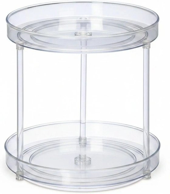 Relaxdays Drehteller aus Kunststoff zweistöckig in Transparent, Höhe: 22 cm, Durchmesser: 23,5 cm - Bild 1