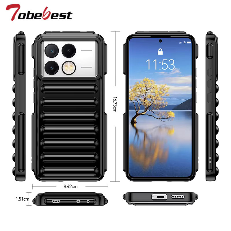 Stoßfeste Silikon Schutzhülle mit Luftkissen-Funktion für Xiaomi POCO X6 M6 F6 Pro Neo C61 C65 4G 5G in Schwarz - Bild 2