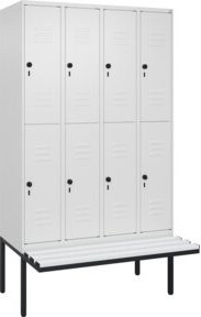 C+P Doppelstock-Spind Classic PLUS Sitzbank mit 4 Abteilen, Farbe: Grau/Weiß, B/T/H: 212 x 120 x 81,5 cm - Bild 1