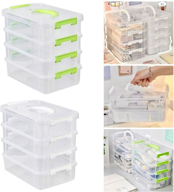 Transparente 4-stufige Kunststoff Aufbewahrungsbox als Organizer für Büro, Schule oder Make-up, B/T/H: 27,0 x 24,0 x 0 cm - Bild 1