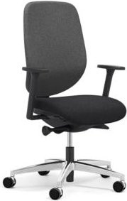 Giroflex Bürostuhl 353 mit Armlehnen, Auto-Synchronmechanik, Muldensitz und 3D-Netz-Rückenlehne in Schwarz/Alusilber - Bild 1