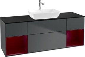 V&B Waschtischunterschrank Finion mit Wandbeleuchtung, Breite: 160 cm, Tiefe: 50,1 cm, Höhe: 50,1 cm, lackiert, matt dunkelblau - Bild 1