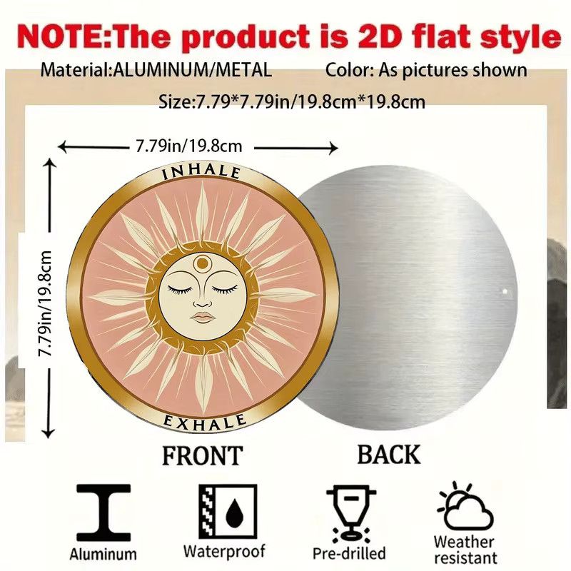 Potdemiel Runde Aluminiumplatte zur Wandmontage für Entspannung und Meditation, Durchmesser: 19,81 cm - Bild 3