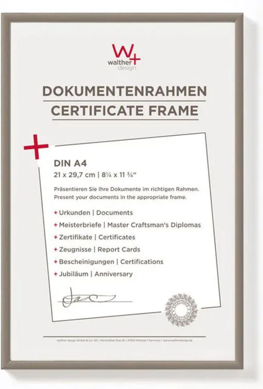 New Lifestyle Bilderrahmen A4 aus Stahl mit Drehklammer für Wandmontage oder Tischaufstellung, Farbe: Silber oder Grau, B/H: 21 x 29,7 cm - Bild 1