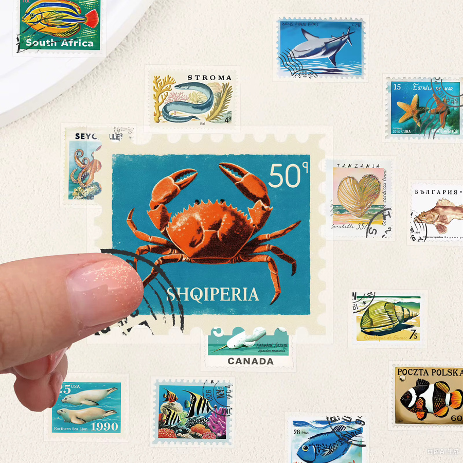 50 Stück Retro Meereslebewesen Sticker Set in Multicolour für die Dekoration von Laptop, Koffer und Handy - Bild 5