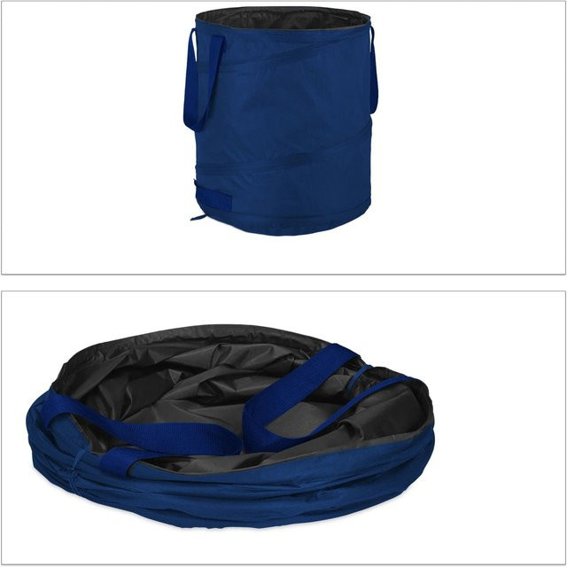 Relaxdays Laubsack 3er Set aus Polyester in Blau, selbstaufstellend, B: 47 cm, T: 46 cm, H: 85 cm - Bild 1