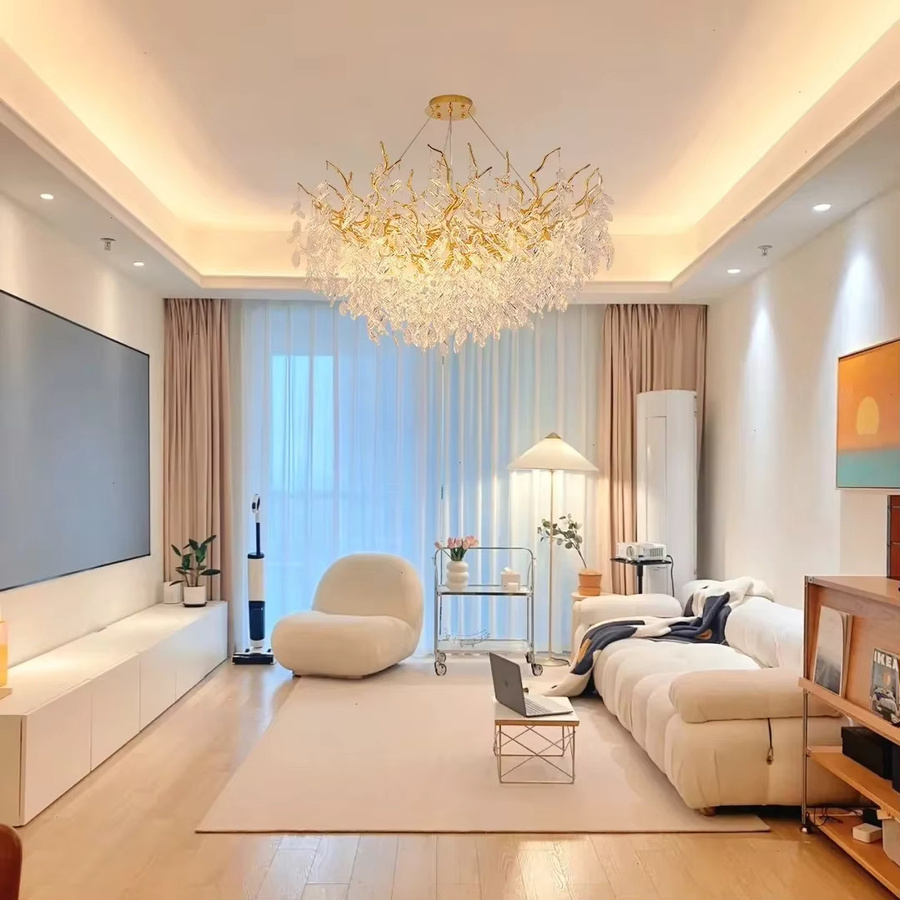 TAONUANSHU Kristall Kronleuchter in Gold/Messing als Deckenanhänger für Wohnzimmer, Esszimmer und Schlafzimmer - Bild 4