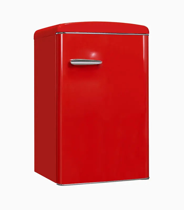 Exquisit RKS120-V-H-160F Retro Vollraumkühlschrank in Rot mit LED-Innenbeleuchtung und Flaschenregal, B/T/H: 57,5 x 62,0 x 160,0 cm - Bild 2