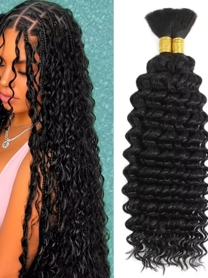 Dula A Hair Boho Braids Echthaar, Tiefes Lockiges Haar, 95g-105g - Bild 7