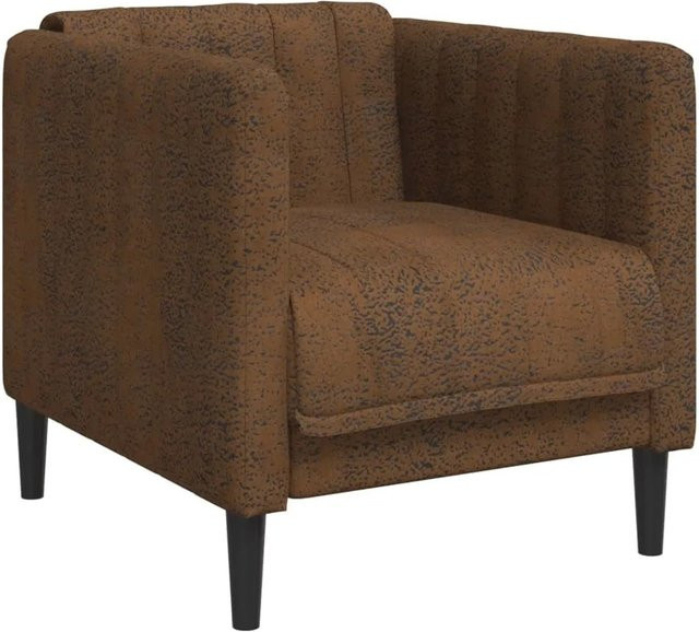 vidaXL Sessel in Braun mit Wildleder-Optik und Armlehnen, moderner Lounge-Sessel aus Kunstleder und Microfaser, B/T/H: 76,5 x 74,5 x 69,0 cm - Bild 1