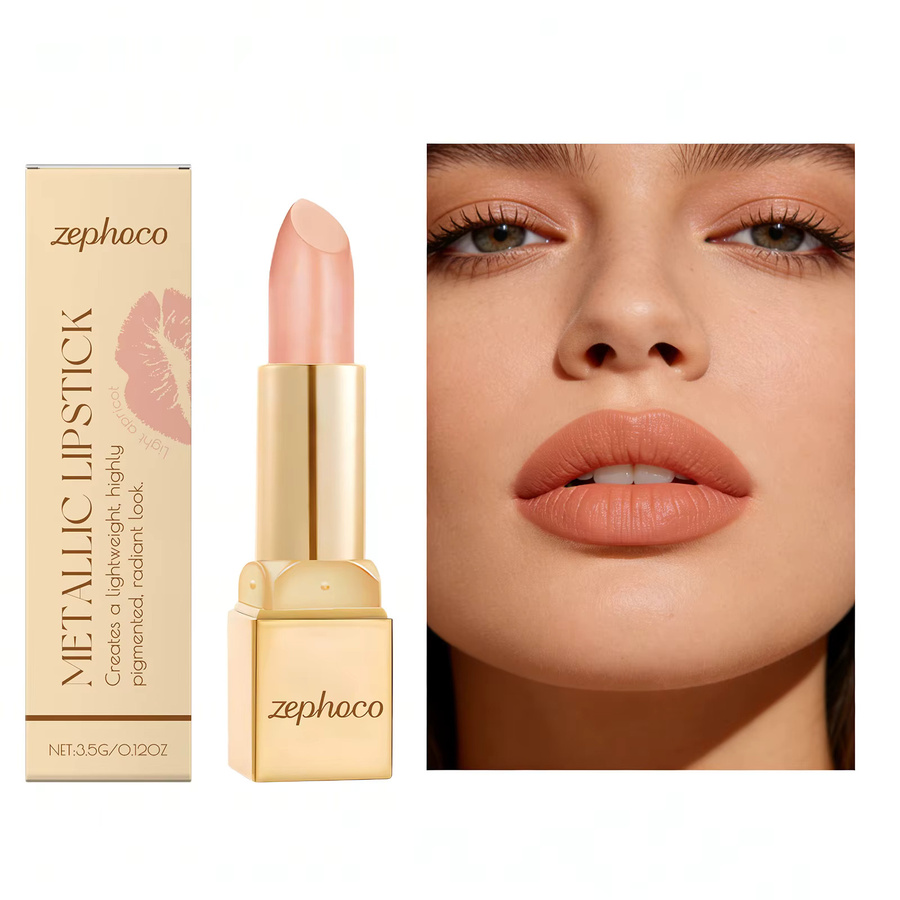 zephoco Creme-Lippenstift, Nude Pink, Metallisch, Feuchtigkeitsspendend - Bild 2