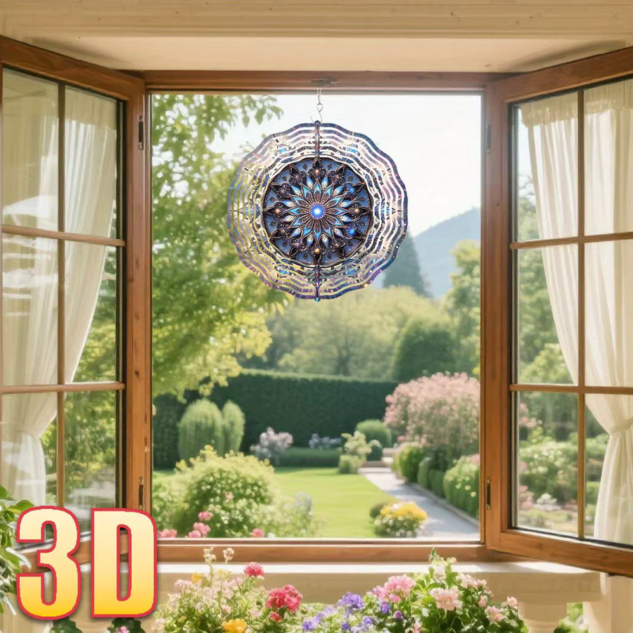 CIFBUY 3D Holographischer Traumfänger Sonnenfänger, Doppelseitiger drehender Windspinner für den Garten, Multicolor, Durchmesser: 25,4 cm - Bild 5