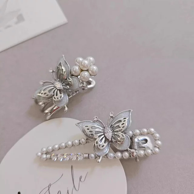 HIYAYZ Haarspange Schmetterling, Perlen, Strass, Damen - Bild 1