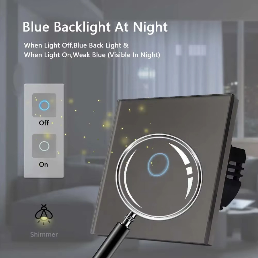 TAWOIA Touch-Lichtschalter mit Glaspanel in Weiß, 1/2/3-fach und 2/3-Wege, 800W pro Schalter - Bild 3
