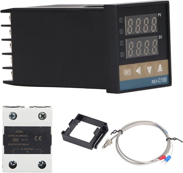 OutsideWorld Digitales PID Temperaturregler Set 3 Stück in Grau mit Thermoelement und Relaismodul für 0-400 Grad Celsius - Bild 1