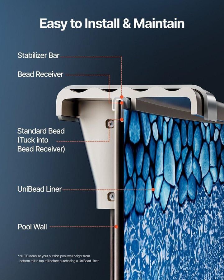 Runder Unibead Poolliner aus Vinyl für Stahlwand-Aufstellpools, Durchmesser: 732 cm, Wandhöhe: 132 cm - Bild 5