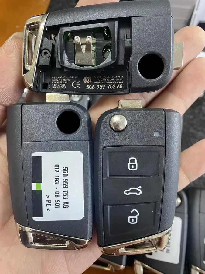 KEYECU Original OEM Flip Remote Key FOB 3 Tasten 434 MHz MQB für VW Golf 7 Tiguan Touran POLO in Schwarz - Bild 5