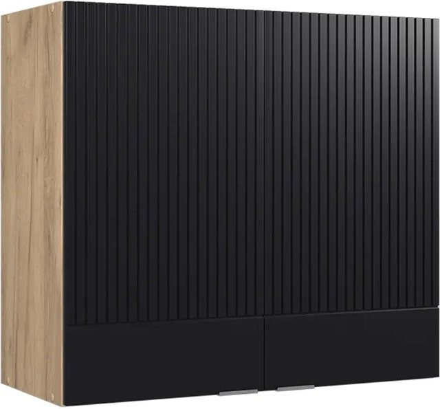 Vicco Hängeschrank Fame-Line Glashängeschrank mit Soft-Close-Türen und Regalböden, Eiche Schwarz Gestreift, B: 80 cm, H: 72 cm, T: 34,1 cm - Bild 2
