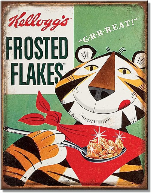 Desperate Enterprises Kelloggs Frosted Flakes Tony Vintage-Wanddekoration aus Metall, Mehrfarbig, B/H: 30,0 x 20,0 cm - Bild 1