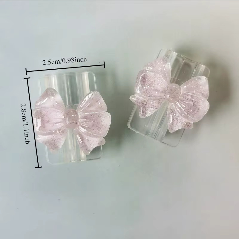 2er-Set Silikon Kabel-Schutzhülle mit rosa Schleifen Design, transparenter Kabelhalter zum Schutz deines Ladegeräts - Bild 3