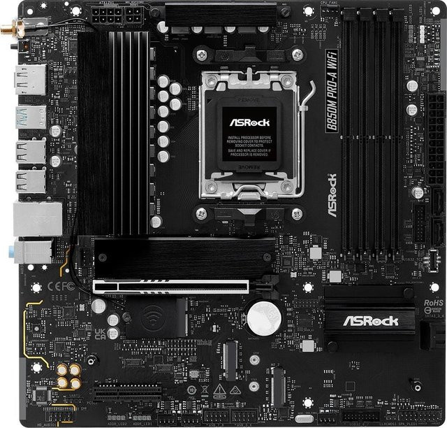 ASRock B850M Pro-A WiFi Mainboard AM5 Micro ATX DDR5 mit WiFi 6E in Schwarz - Bild 2
