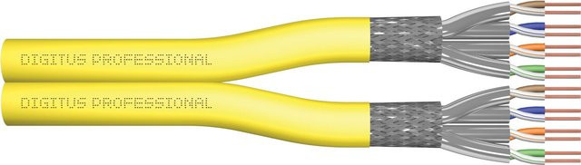 DIGITUS Installationskabel CAT 7a S/FTP Duplex Ethernet LAN 10 Gigabit, 100 m, Gelb RAL 1016 - Bild 1