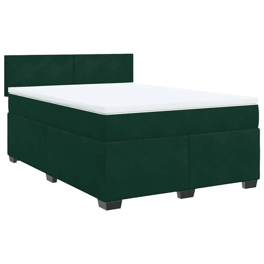 vidaXL Boxspringbett mit Matratze in Dunkelgrün aus Samt, Hybridbett mit Taschenfederkern, B/T: 140 x 200 cm - Bild 2