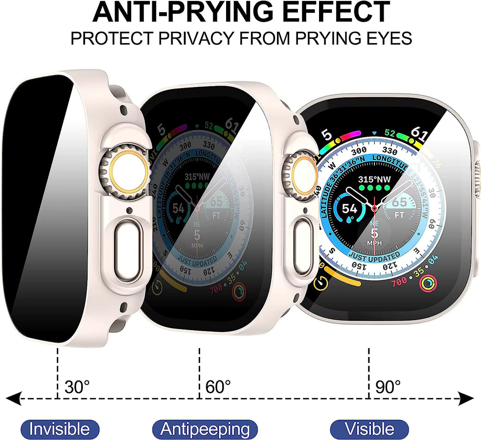 LCAPLE Displayschutzfolie für Apple Watch, gehärtetes Glas, Anti-Spion - Bild 5