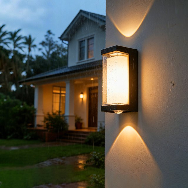 LANGYUE LED Wandleuchte Up-Down in Schwarz, IP65 wasserdicht, 12 W, warmweißes Licht, moderne rechteckige Außenleuchte für Garten und Hof - Bild 1