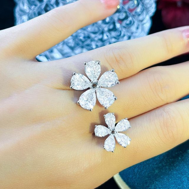 Ring, Kupfer, Zirkonia, grau, Damen - Bild 1