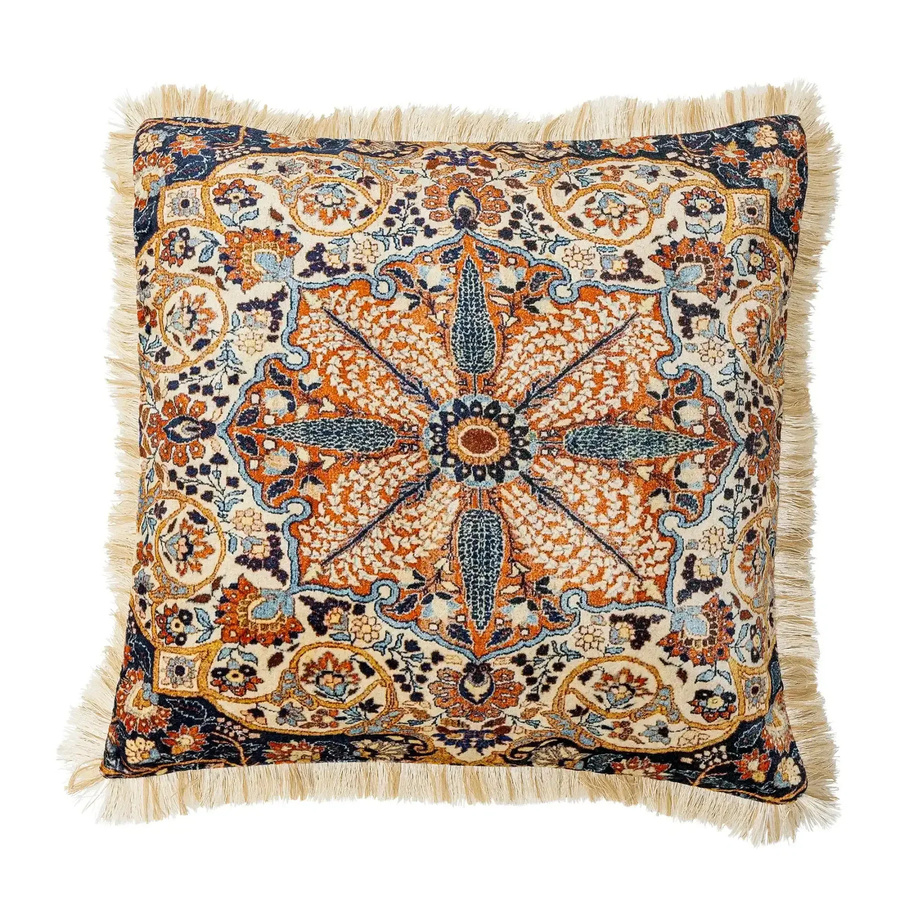 Bloomingville Kissen Asu in Braun und Multicolour mit floralem Boho-Design, B/B: 50 x 50 cm - Bild 1